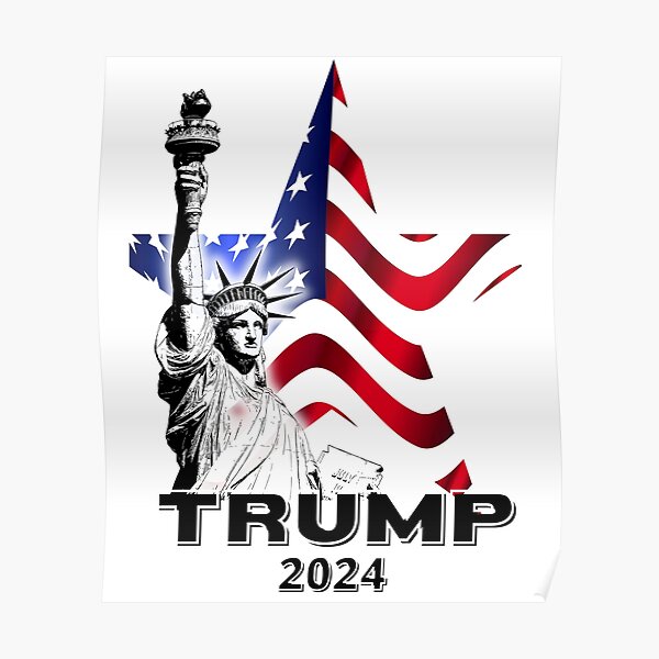 "Trump 2024 with the Statue of Liberty and a Background of Stars and