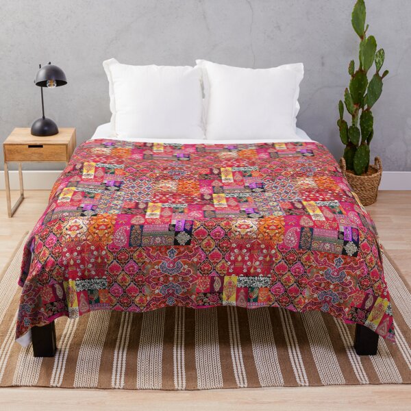 Heritage Oriental Traditional Moroccan Handmade Style Boho Color Palette Throw Blanket