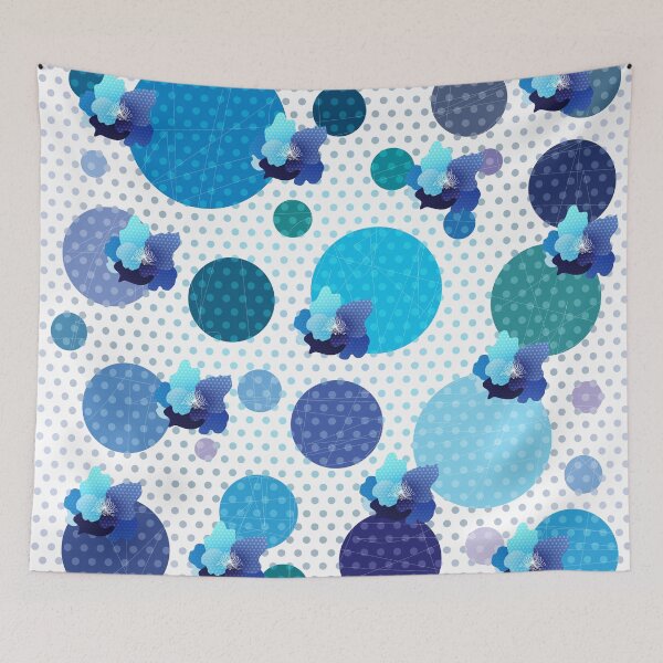 Item preview, geometric flowers - blue peonies - circles designed and sold by tangerinedusk.