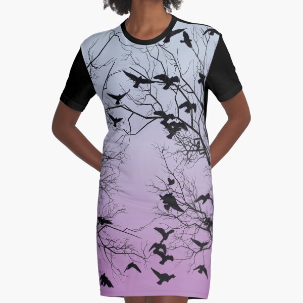 Crow flock Graphic T-Shirt Dress