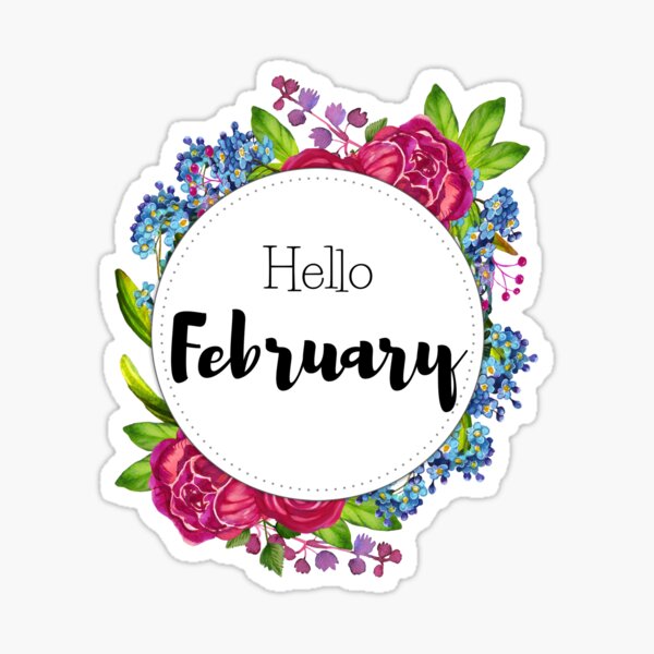 Hello February - monthly cover for planners, bullet journals Sticker