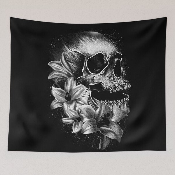 Item preview, Metallic Skull and Flowers designed and sold by Gothic Fantasy.