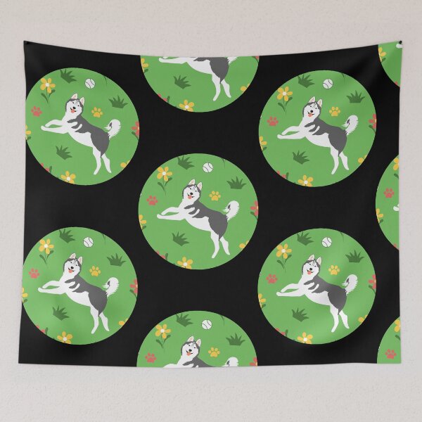 Item preview, Siberian Husky Playing with Balls  designed and sold by LarryWalk65527.