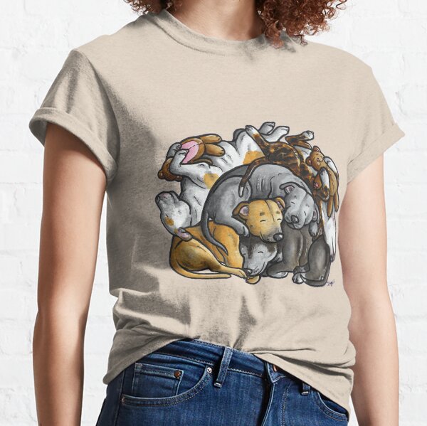 Sleeping pile of Staffordshire Bull Terriers Classic T-Shirt