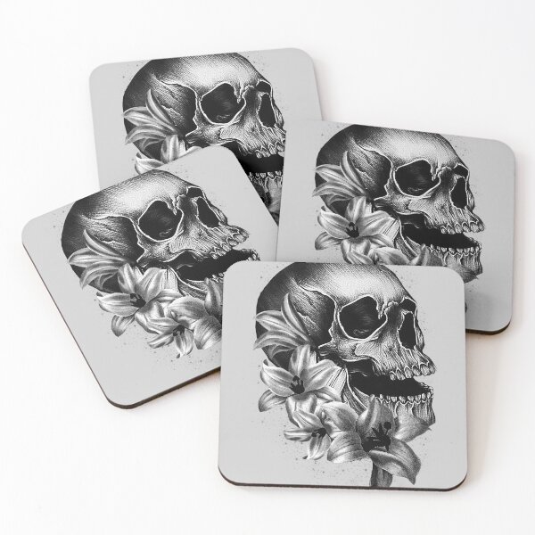 Item preview,  Metallic Skull and Flowers designed and sold by Gothic Fantasy.
