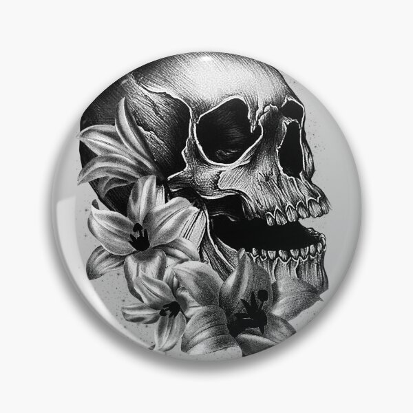 Item preview,  Metallic Skull and Flowers designed and sold by Gothic Fantasy.