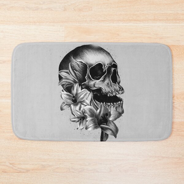 Item preview,  Metallic Skull and Flowers designed and sold by Gothic Fantasy.