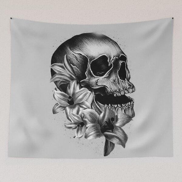 Item preview,  Metallic Skull and Flowers designed and sold by Gothic Fantasy.