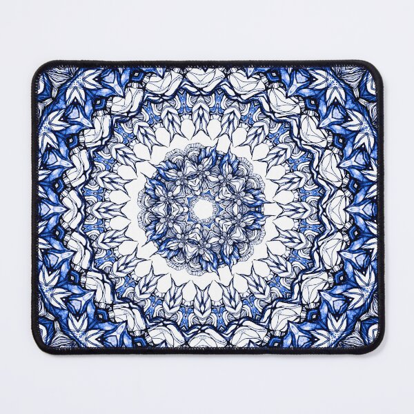 Item preview, Dark blue flowers mandala designed and sold by MandalaFlowerArt.