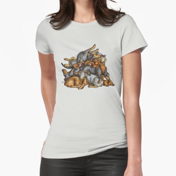 Sleeping pile of Doberman dogs Fitted T-Shirt