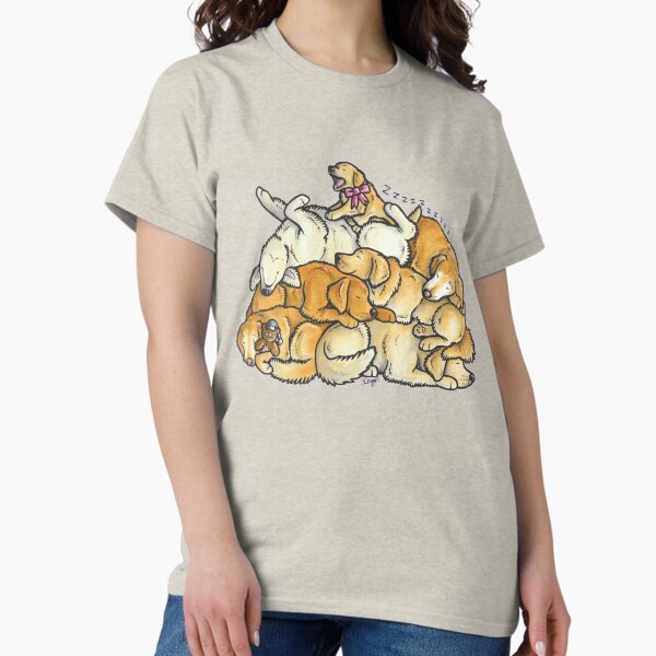 Item preview, Sleeping pile of Golden Retriever dogs designed and sold by animalartbyjess.