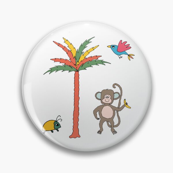 Item preview, Monkey and banana with tropical bird, beetle and palm tree - kids décor and stickers designed and sold by FrancesPoff.