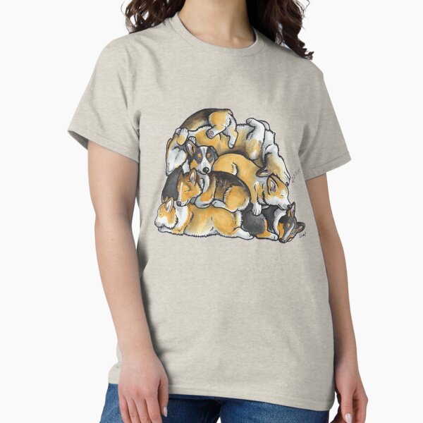 Item preview, Sleeping pile of Corgi dogs designed and sold by animalartbyjess.