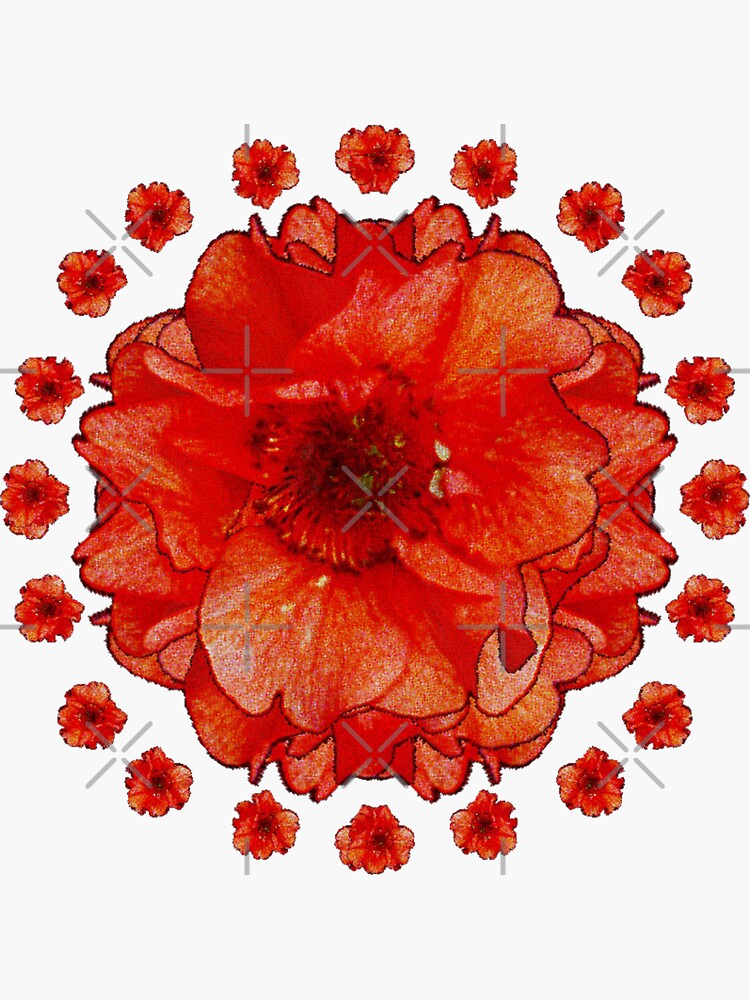 Gardener Gift - Poppy Field Mandala - Round Floral Art - Red Flower Present by OneDayArt