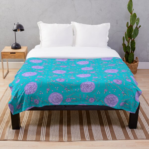 Item preview, Relaxing Roses Pattern Print (turquoise and lavender) designed and sold by Winter-18.