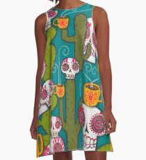 Skulls, Cacti and Atomic Coffee A-Line Dress
