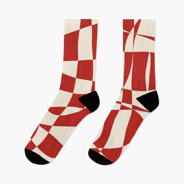 Item preview, Deconstructed Harlequin Midcentury Modern Abstract Pattern in Retro Red and Almond Ceam designed and sold by kierkegaard.
