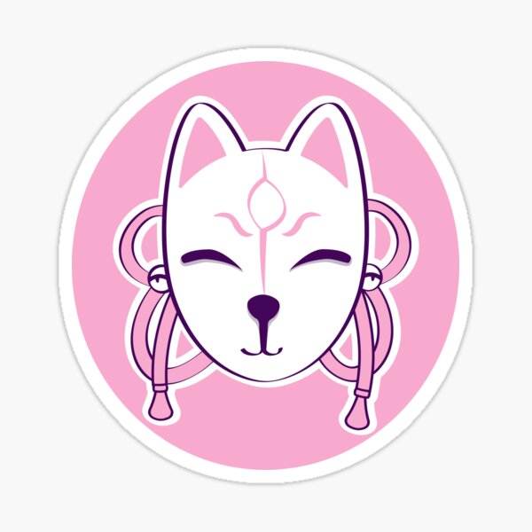 "Cute purple kitsune mask. The sweetest one with a circle!" Sticker for