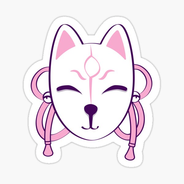 "Cute purple kitsune mask. The sweetest one, purple background" Sticker