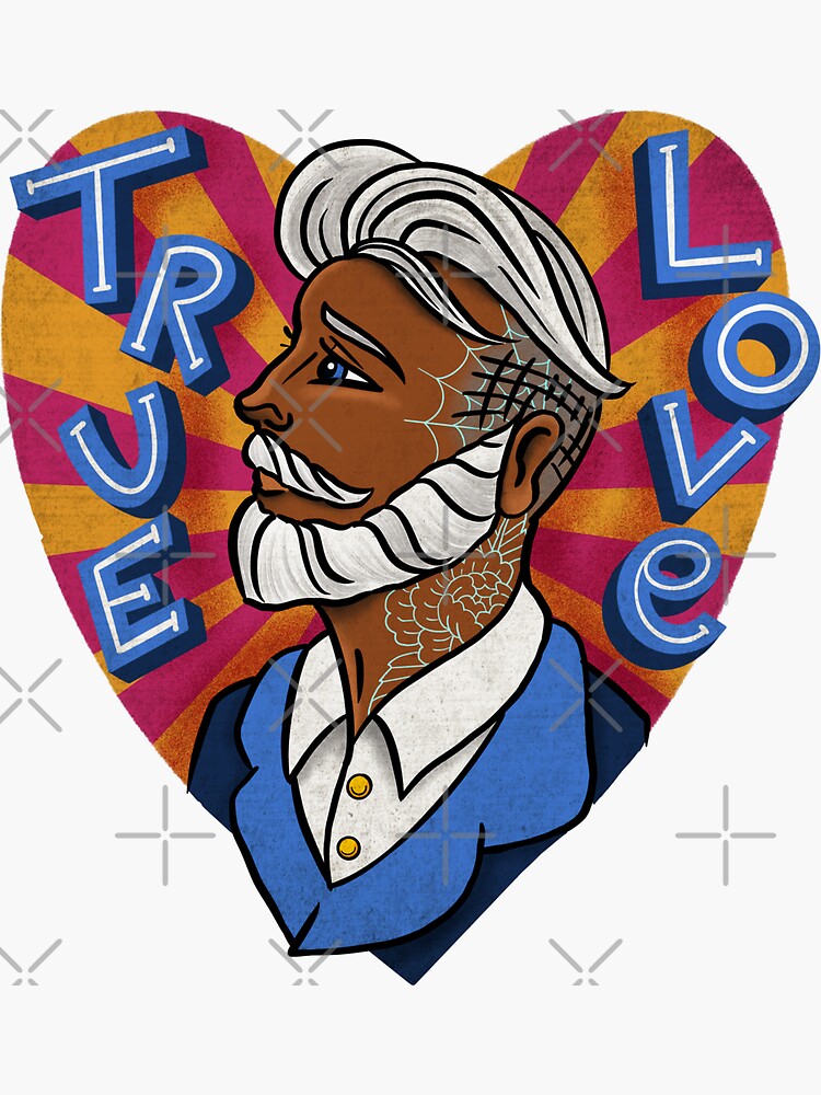 Thumbnail 3 of 3, Sticker, True Love Dude designed and sold by Flickingjane.