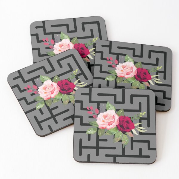 Item preview, Blooming flowers on black maze background designed and sold by FGCART.