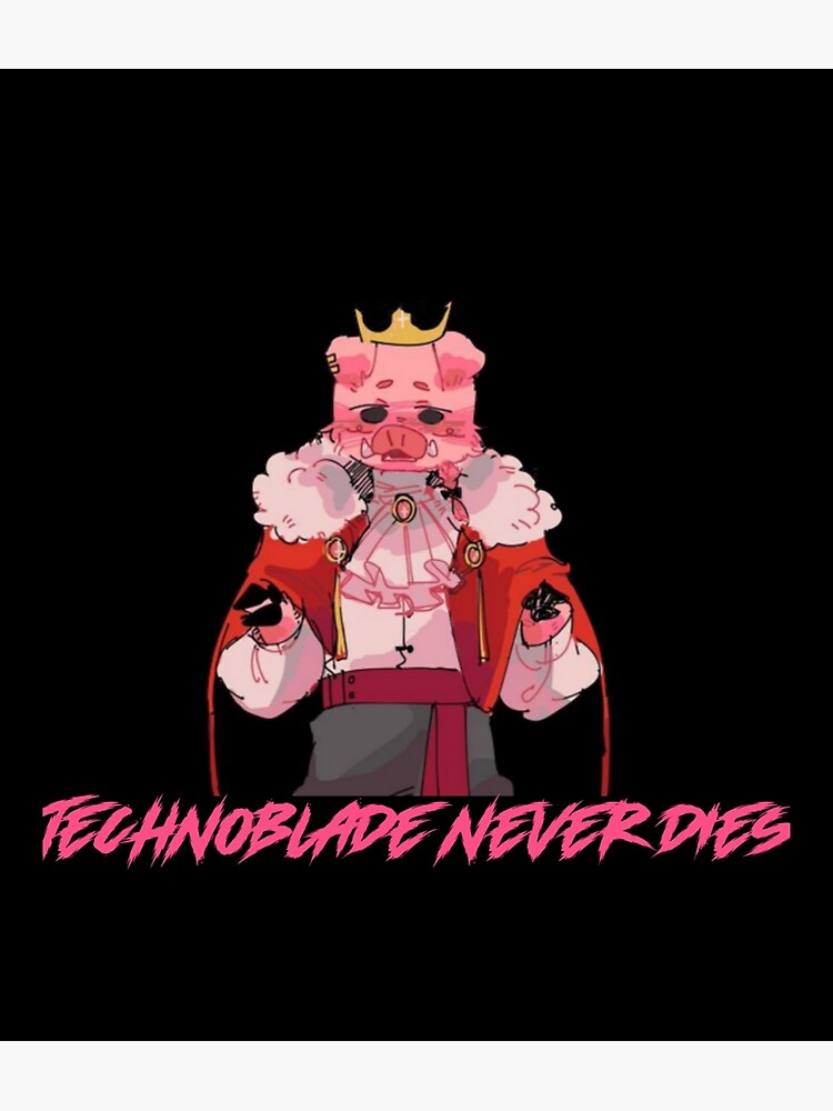 Technoblade Never Dies Crowned Pig Neon White Digital 