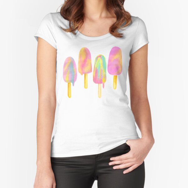 Rainbow Paddlepop Icecream Fitted Scoop T-Shirt