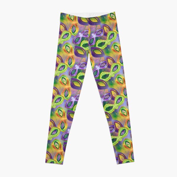 Сarnival masks and beads of different colors Leggings