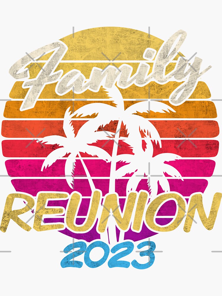 "Family Reunion 2023 Matching family Vacation Retro Sunset Palm Trees