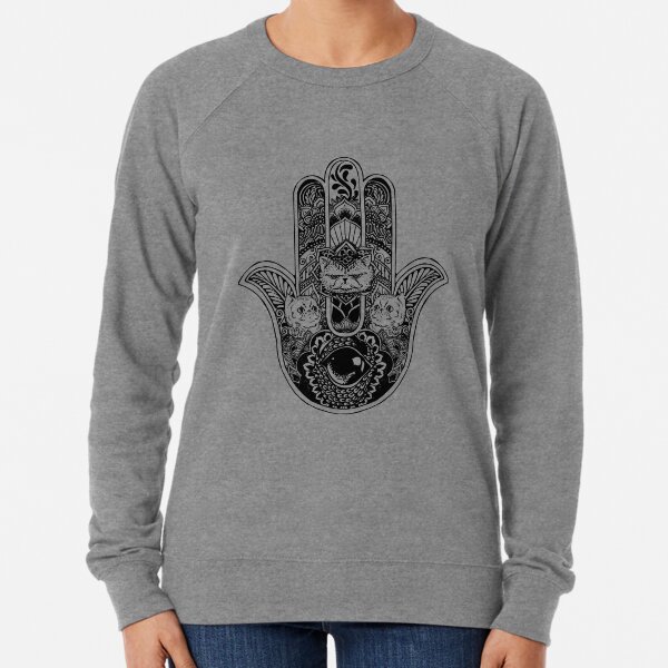 Men/'s Hamsa Hand Black Hoodie Divine Hindu Spiritual Yoga Protection Sweater