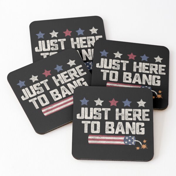 Item preview, Just Here To Bang Funny 4th of July Fireworks Grunge Vintage American Flag  designed and sold by alenaz.