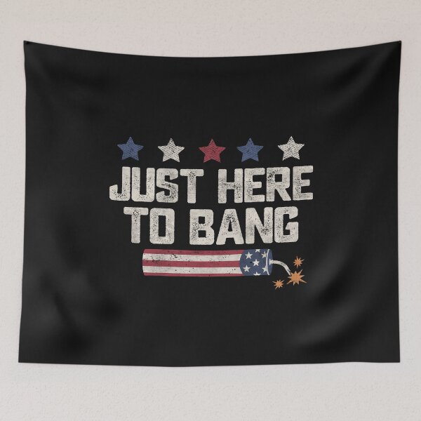 Item preview, Just Here To Bang Funny 4th of July Fireworks Grunge Vintage American Flag  designed and sold by alenaz.