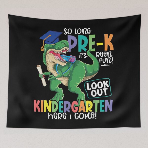Item preview, So Long Pre-K Graduation Hello Kindergarten dinosaur boy designed and sold by nvuot24.