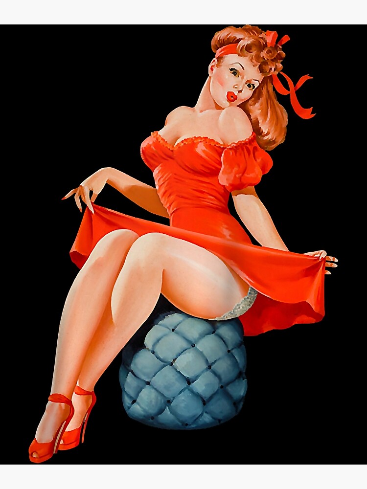 Retro Pin Up Girl Lingerie Red Dress Classic Sexy Pinup Girl Poster For Sale By Nedrae
