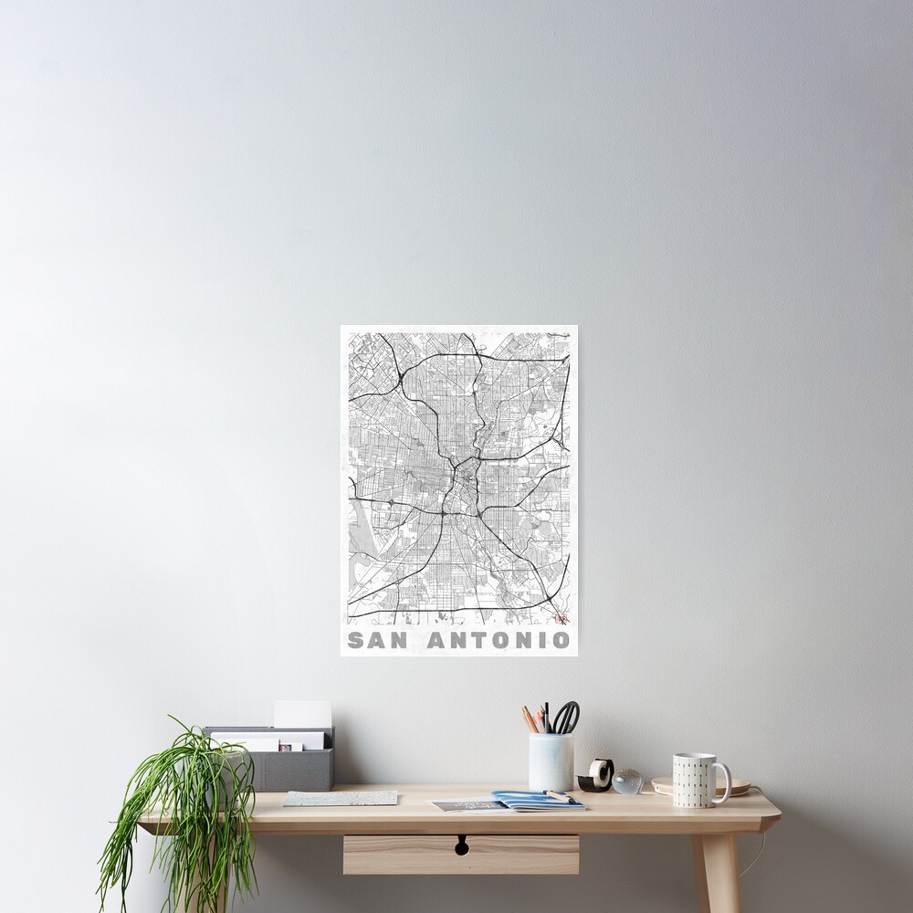 San Antonio Map Line Poster