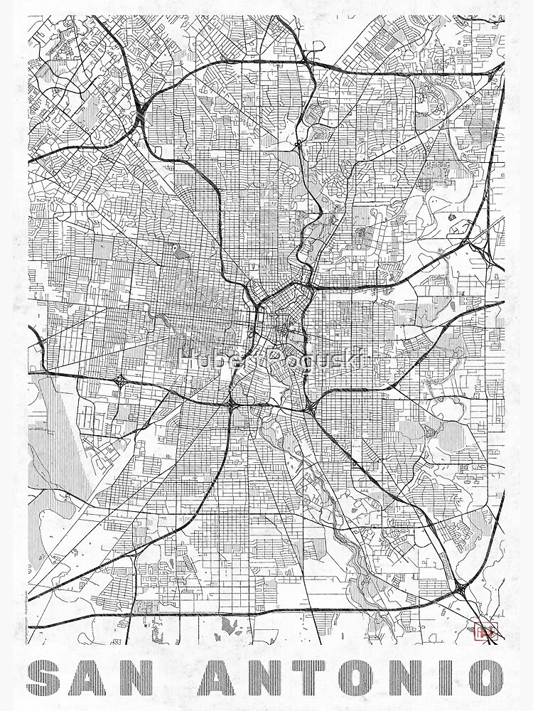 San Antonio Map Line by HubertRoguski