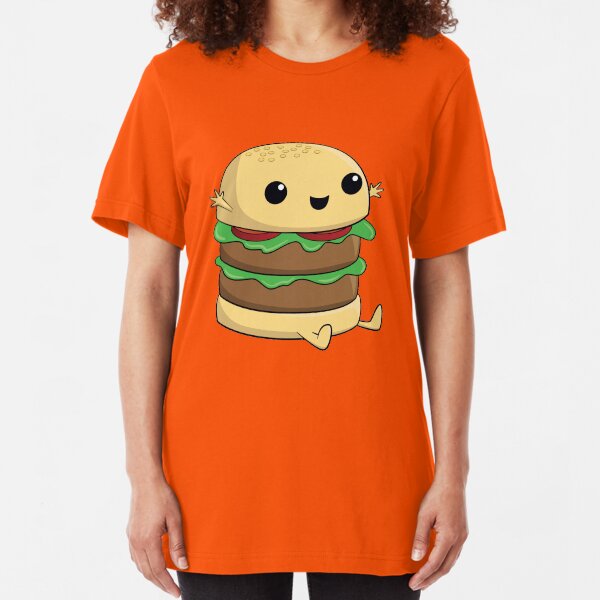 Kawaii Cute Cartoon Burger Slim Fit T-Shirt