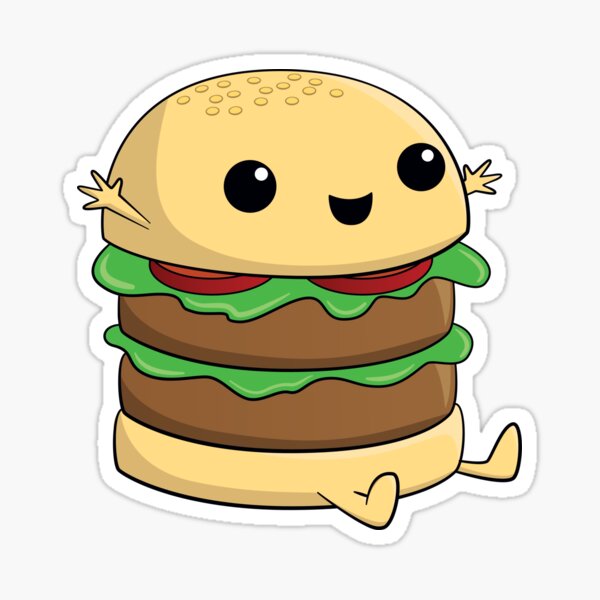 Kawaii Cute Cartoon Burger Sticker By Rideawave Redbubble