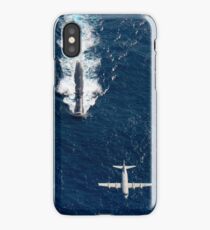 Two P-3 Orion maritime surveillance aircraft fly over attack submarine USS Houston. iPhone Case
