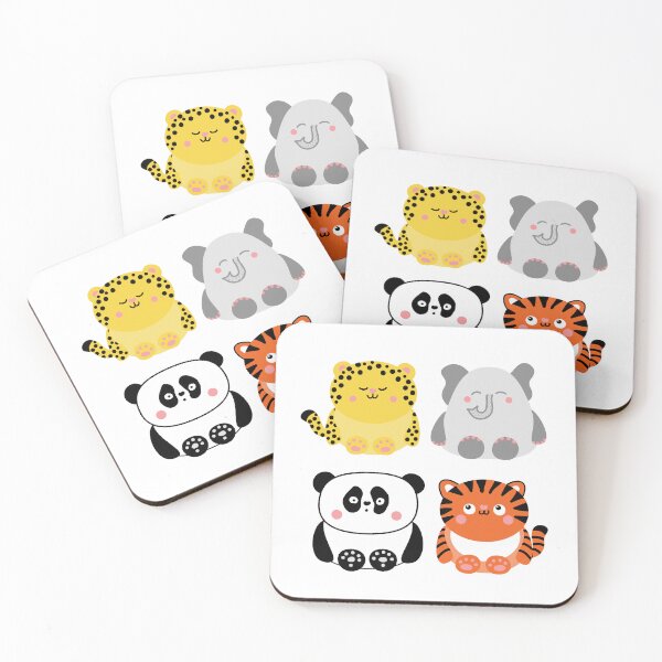 Item preview, Cute Kawaii Leopard, Elephant, Panda and Tiger designed and sold by LeopardyNonsense.