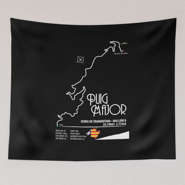 Item preview,  Coll de Femenia Climb Mallorca Spain Ma-10 Cycling Motorcycle Trail Map Sticker T-Shirt 04 designed and sold by OuterShellUK.