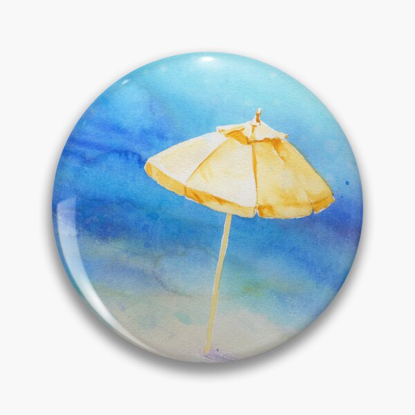 Item preview, Sombrilla de playa soleada amarilla en el mar. Pintura de acuarela designed and sold by Sveta Mikhalevich.