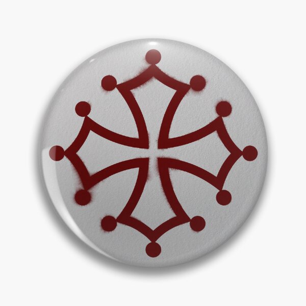 Item preview, Cathar Cross, Occitan cross in paper texture circle with red ink designed and sold by IsisOsiris.