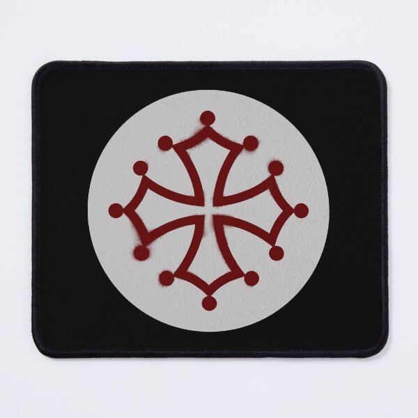 Item preview, Cathar Cross, Occitan cross in paper texture circle with red ink designed and sold by IsisOsiris.