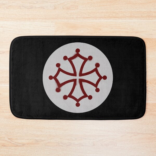 Item preview, Cathar Cross, Occitan cross in paper texture circle with red ink designed and sold by IsisOsiris.