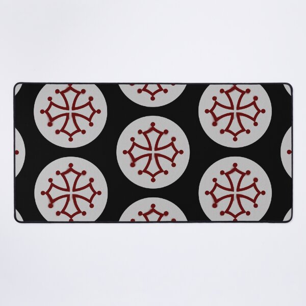 Item preview, Cathar Cross, Occitan cross in paper texture circle with red ink designed and sold by IsisOsiris.