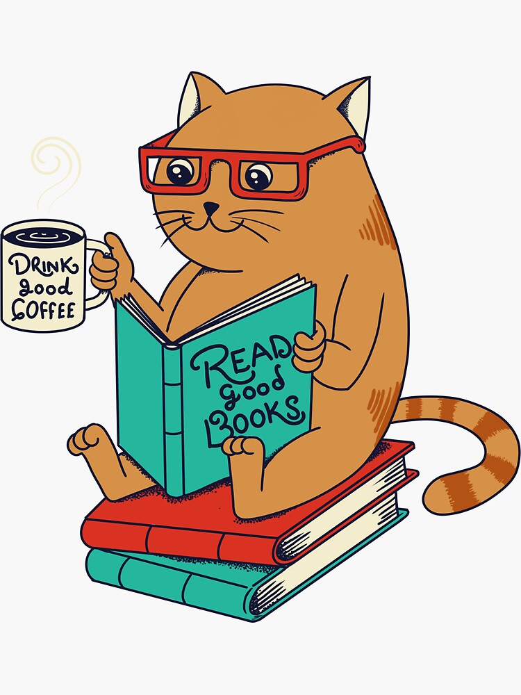 Thumbnail 3 of 3, Sticker, Drink good coffee and read good books designed and sold by coffeeman.