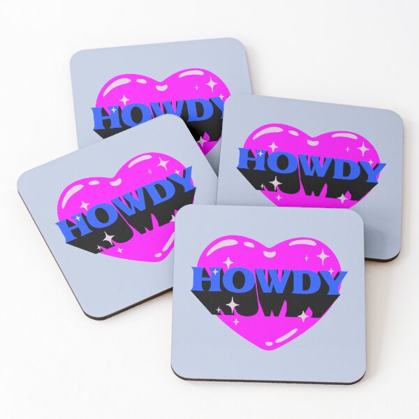 Item preview, HOWDY YALL | HOWDY Y'ALL Retrovawe Space Blue Pink Neon Cowgirl Heart Cowboy Rodeo Love Preppy Aesthetic | Black Background designed and sold by PEARROT.