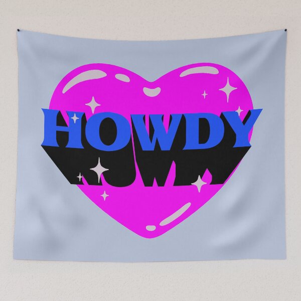 Item preview, HOWDY YALL | HOWDY Y'ALL Retrovawe Space Blue Pink Neon Cowgirl Heart Cowboy Rodeo Love Preppy Aesthetic | Black Background designed and sold by PEARROT.