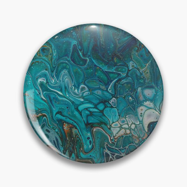 Item preview, Paint pour abstract blue ocean orange designed and sold by kittyvdheuvel.